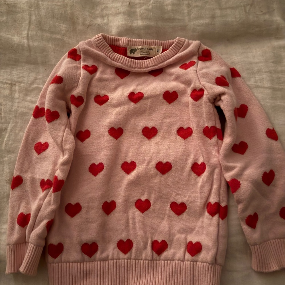 Pink Heart Pattern Kids Sweater - Picture 4 of 5